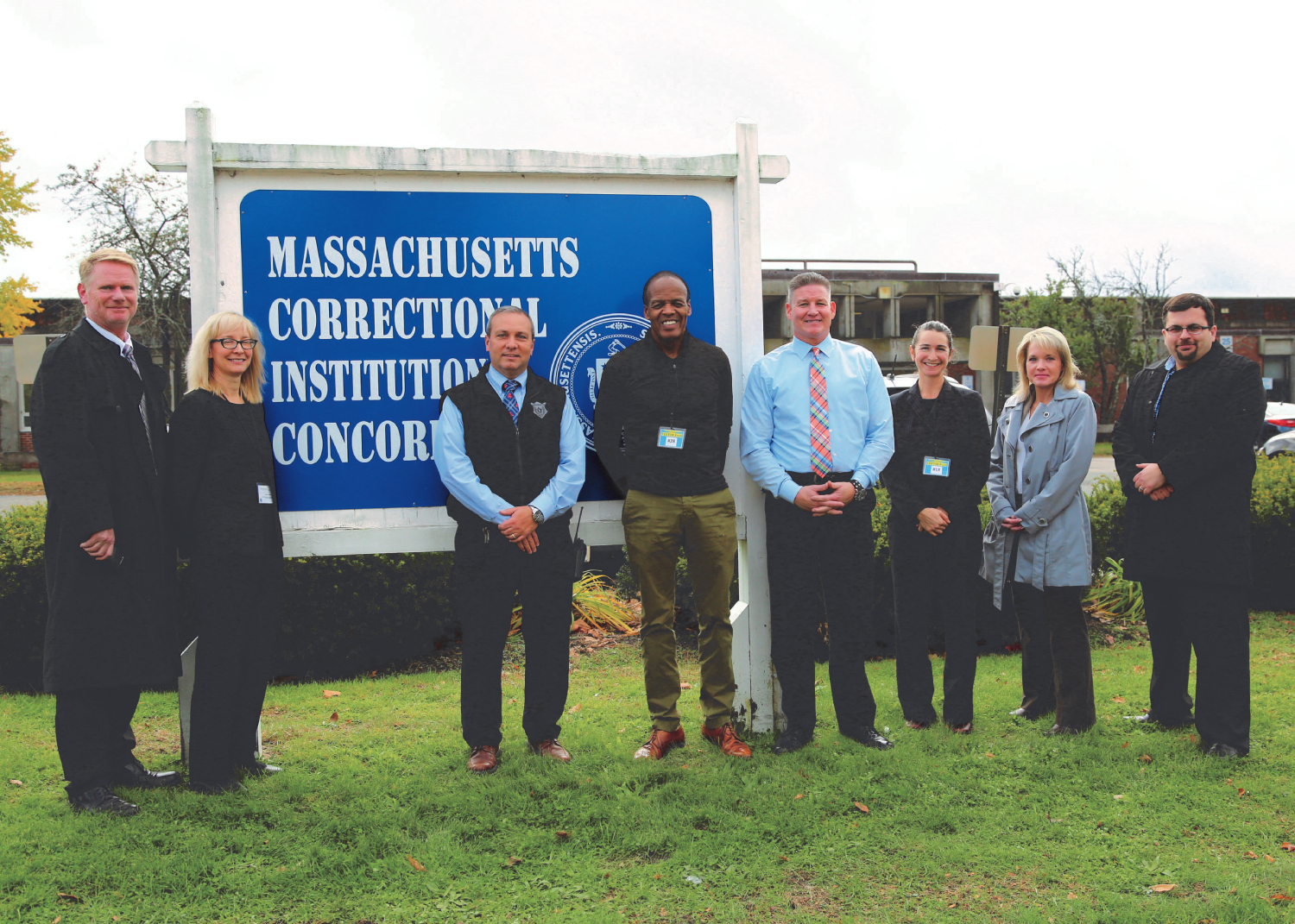 President Lee Pelton poses with Correctional heads