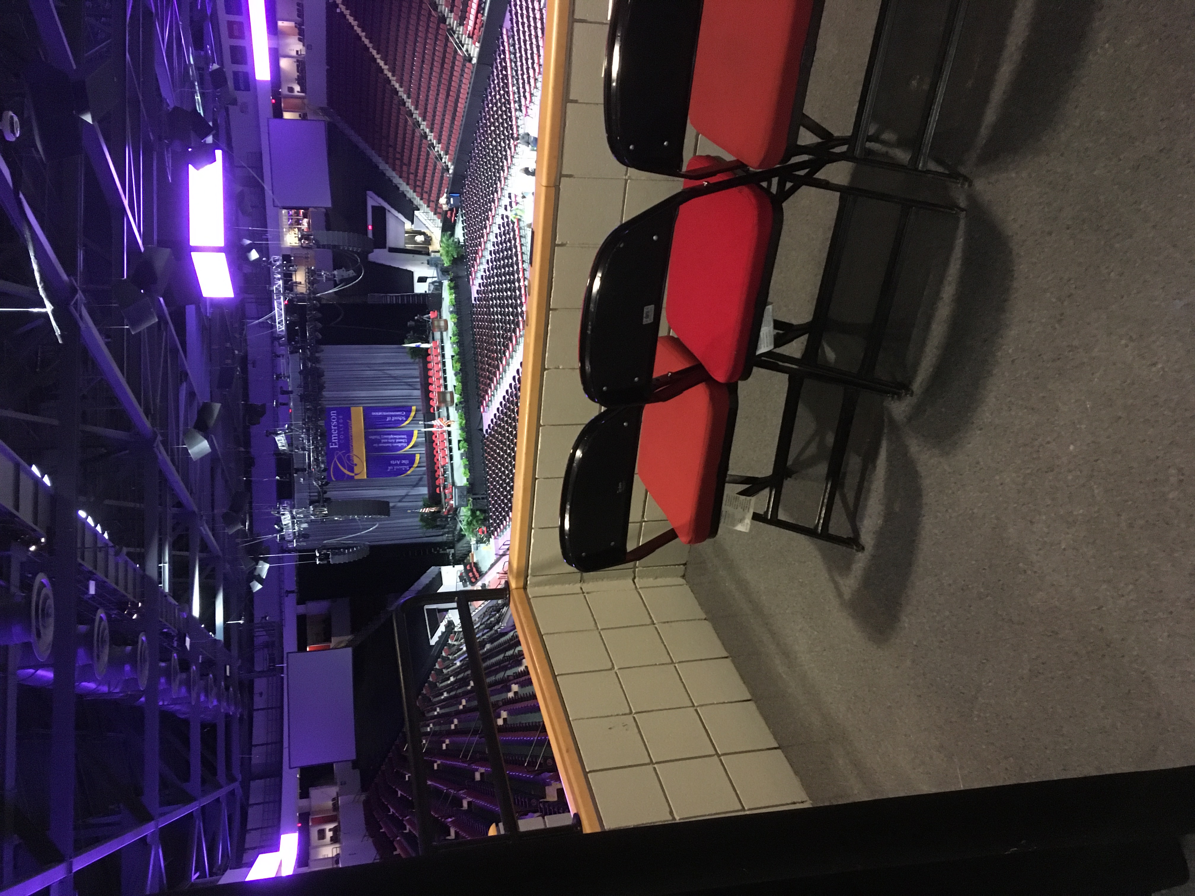 A photo of the accessible seating at Agganis Arena overlooking the ceremony floor