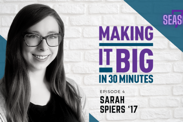 Thumbnail of Sarah Spiers for the Making it Big in 30 Minutes Podcast