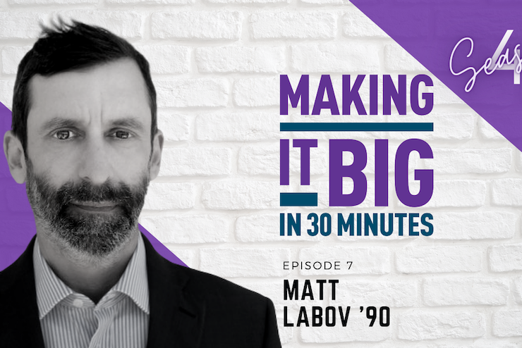 Matt Labov in front of the "making it big" logo