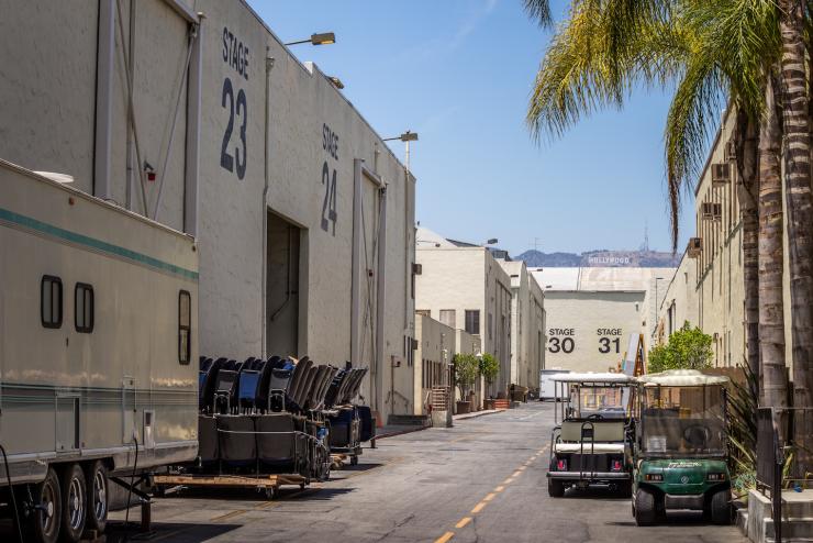 Movie lot sound stage in Los Angeles