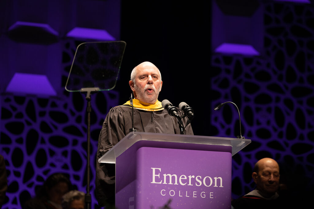 Emerson Board of Trustees Chair Eric Alexander speaks at the Investiture ceremony.